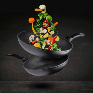 3+2 Набор горшков, набор INDUCTION POTS, гранит FLOWERS, Dark GOLD PRO