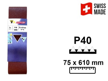 2x PAS bezkońcowy papier ścierny taśma 75x610 P40