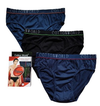 3-PAK Slipy MAJTKI Bawełniane MĘSKIE COTTON WORLD rozmiar XL 100% BAWEŁNA