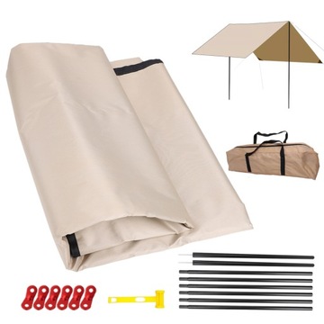 PŁACHTA PLANDEKA TARP SURVIVALOWA 3X3M BIWAKOWA Z LINKAMI I SZLIFOWANE