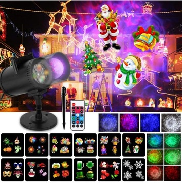 РОЖДЕСТВЕНСКИЙ СВЕТОДИОДНЫЙ ЛАЗЕРНЫЙ ПРОЕКТОР ДЛЯ ДОМА, ВОДОНЕПРОНИЦАЕМЫЙ IP65 + ПУЛЬТ ДИСТАНЦИОННОГО УПРАВЛЕНИЯ