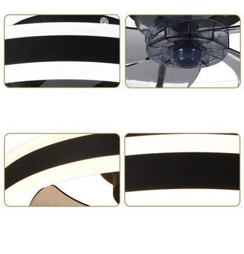 LAMPA SUFITOWA OKRĄGŁA Z WIATRAKIEM LED NOWOŚĆ 50CM czarna