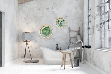 BOHO PICTURE круглое стекло + фанера MONSTERA fi 40