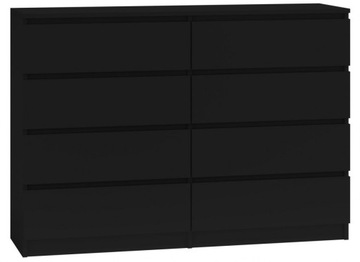 DUŻA CZARNA KOMODA SZAFKA 8 SZUFLAD MARCYSIA 140CM