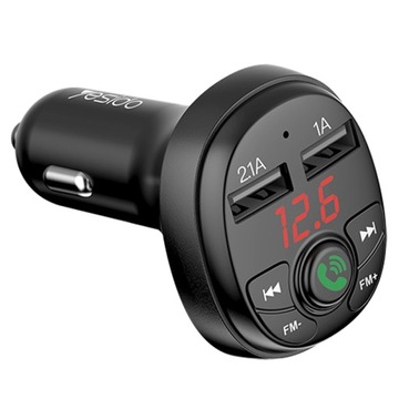 TRANSMITER FM ŁADOWARKA BLUETOOTH 2xUSB Woltomierz