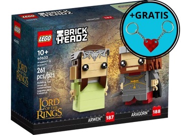 LEGO BrickHeadz 40632 Aragorn i Arwena + 2 x brelok LEGO - GRATIS