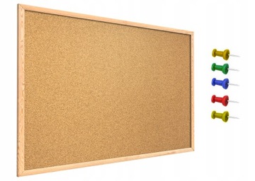 TABLICA KORKOWA DREWNIANA RAMA 100x80 + PINEZKI