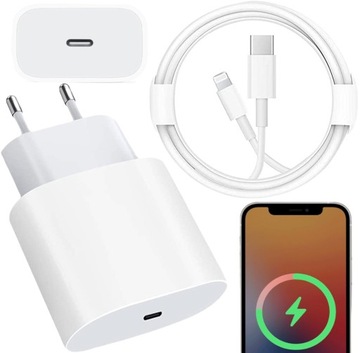 SZYBKA ŁADOWARKA SIECIOWA USB C 20W KABEL 1M DO IPHONE