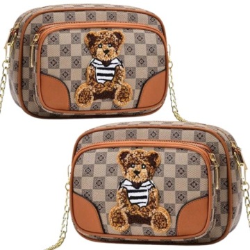 TORBA TOREBKA DAMSKA LISTONOSZKA KUFEREK NA RAMIĘ MAŁA MIŚ KRATA JASNA RUDY