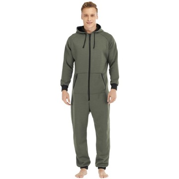 QIYUANT Męska piżama z kapturem Onesie Casual Kombinezon Loungewear