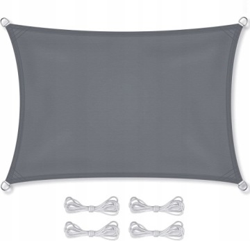 БОЛЬШОЙ СОЛНЕЧНЫЙ ПАРУС ДЛЯ САДА ВОДОНЕПРОНИЦАЕМЫЙ 3x5м СЕРЫЙ ПРОЧНЫЙ ТЕНТ