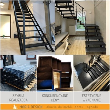 Stopnie stalowe schodowe trepy z blachy ryflowanej loft 70 x 27 cm