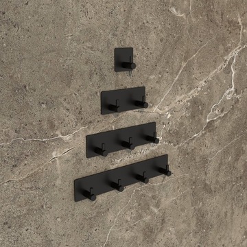 1x вешалка для ванной, самоклеящийся крючок, черная