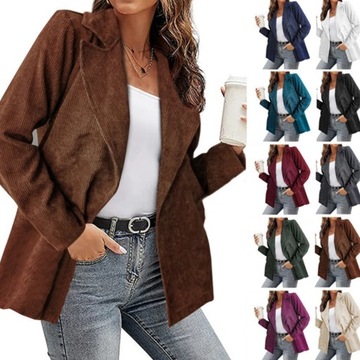 Spring Autumn Women Casual Corduroy Long Shirt Jac