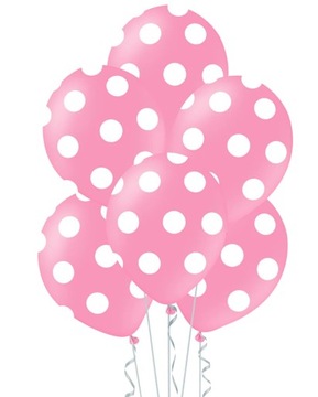 Balony pastelowe różowe w kropki 30cm 10 sztuk