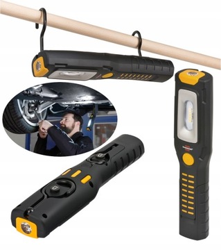 LAMPA TURYSTYCZNA AKUMULATOROWA 6+1 LED 300LM USB MAGNES HACZYKI BIWAKOWA