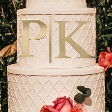 Инициалы с линией для свадебного торта Свадебный торт Письмо 2Sh разные цвета 12 см.