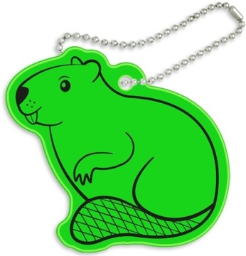 ODBLASKOWA ZAWIESZKA Z ŁAŃCUSZKIEM GADŻET ODBLASK BRELOK BÓBR ZAWIESZKA