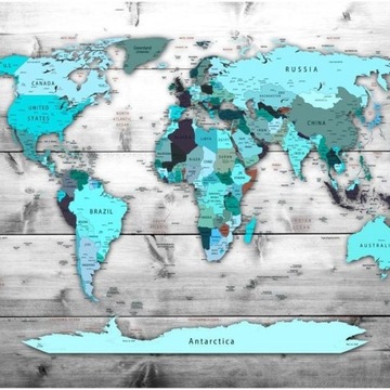 FOTOTAPETA 250x175 +KLEJ, Mapa, Drewno, Turkus