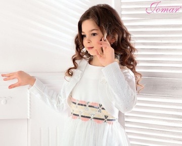 Свитер-болеро к платью причастия р 158 белый акрил