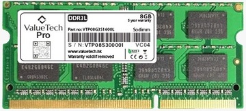 Nowa Pamięć RAM 8GB PC3L DDR3L SO-DIMM 12800S 1600MHz 1,35V do laptopa