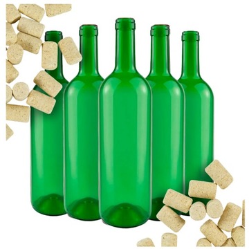 10X BUTELKI NA WINO 0,75L + KOREK - 3 KOLORY