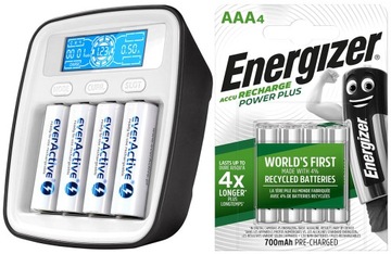 ŁADOWARKA AKUMULATORKÓW BATERII R3 R6 AA AAA MAŁA USB-C +4x ENERGIZER 700