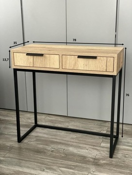 Toaletka DĄB HALIFAX konsola biurko stelaż czarny