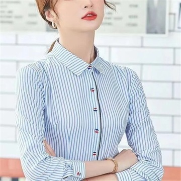 Stripe Shirt Business Lady Blouses Basice Cardigan