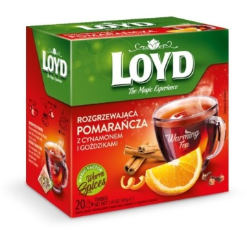 Herbata Loyd Pomarańcza, Cynamon i Goździki 20x2g