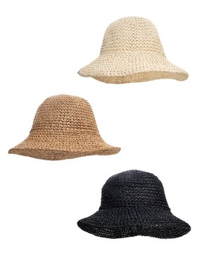 Damski kapelusz słomkowy Pleciony Letni Przeciwpotny BUCKET HAT