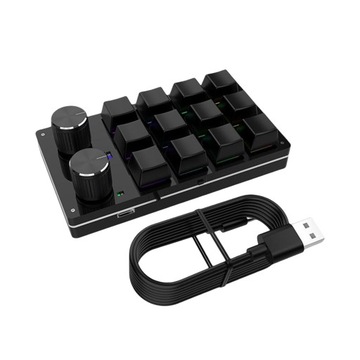 12 Key Mini Keyboard Programmable Keypad Black