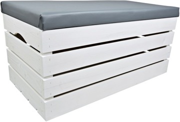 PUFA SKRZYNIA KUFEREK 80cm BIAŁA SOSNOWA SCHOWEK