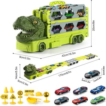 Kreatywny Transporter Dinozaurów Zestaw Zabawek z 6 Wyścigowymi Autami