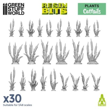 3D printed set Cattails Plants - rośliny 30 szt.