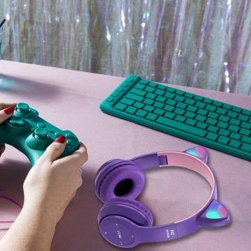 НАУШНИКИ ДЛЯ ДЕТЕЙ BLUETOOTH CAT EARS CAT LED RGB НАКЛОННЫЙ МИКРОФОН