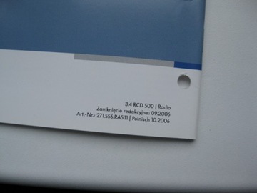 Руководство по магнитоле VW RCD 500 VW Passat B6 Golf V PL