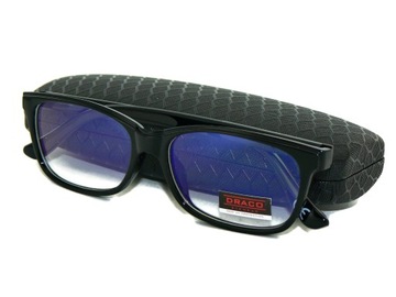 MĘSKIE OKULARY ZERÓWKI BLUE LIGHT z antyrefleksem DO KOMPUTERA gaming ETUI