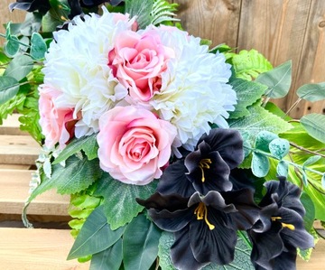 УНИКАЛЬНЫЙ НАБОР искусственных цветов Букет + Оформление букета на могильный памятник