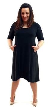 Sukienka Dzianina Czarna z gumką Rozm 58 Plus size