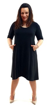 Sukienka Dzianina Czarna z gumką Rozm 62 Plus size