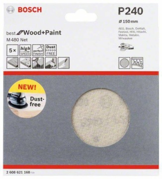 BOSCH БУМАЖНАЯ АБРАЗИВНАЯ СЕТКА M480 150мм GR.240 5шт