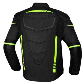 Текстильная мотоциклетная куртка OZONE PULSE BLACK/FLO YELLOW - 7XL