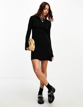 Asos Design naj sukienka prążki dzianinowa czarna mini XXL NG3
