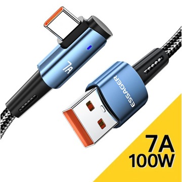 УГЛОВОЙ КАБЕЛЬ USB TYPE C QC 7A 100W для HUAWEI XIAOMI SAMSUNG HONOR ONEPLUS 1M