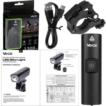 ВЕЛОСИПЕДНАЯ ЛАМПА ПЕРЕДНИЕ ВЕЛОСИПЕДНЫЕ ФОНАРИ LED PRO VAYOX USB-C 1300 лм IPX6