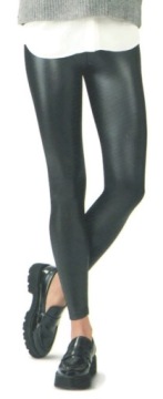 LEGGINSY getry efekt SKÓRY roz.L czarne CLEVE
