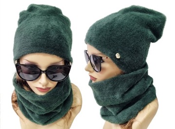 CIEPŁY KOMPLET CZAPKA + KOMIN TUBA ALPAKA A34