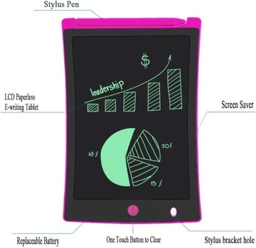 ПЛАНШЕТ 8,5/12-дюймовый ЖК-экран для рисования — РОЗОВЫЙ