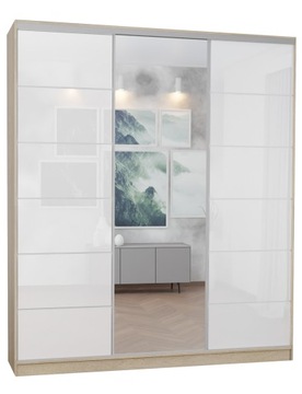 SZAFA 3D2L 200x250 SONOMA - 2x lacobel + lustro